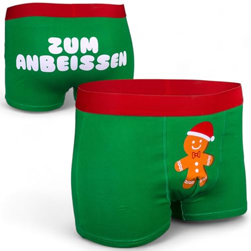 MIJOMA Weihnachtsboxershorts - Zum Anbeissen - Tannengrün mit...