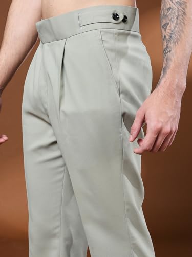 Image of Gurkha Pants for Men | Trouser for Men | Formal Pant | Classic Button | Bell Button High Waist Pleated Casual Trousers | Flared Leg Pants for Office Smart Casual Travel Party
