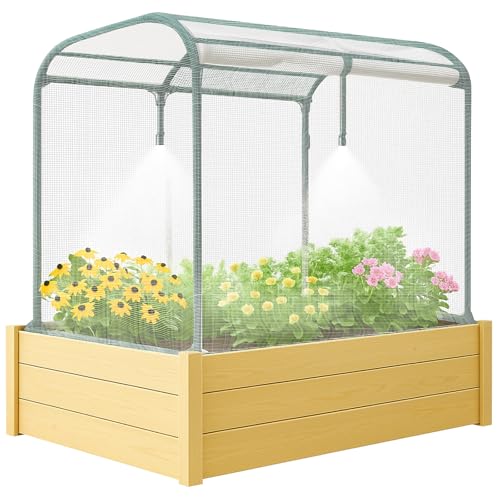 Briwooody Raised Garden Bed Kit with Self Watering System and Pest Control Net, Outdoor Planter Garden Boxes for Vegetables Herbs Flowers, 39 x 21 x 19 Inches