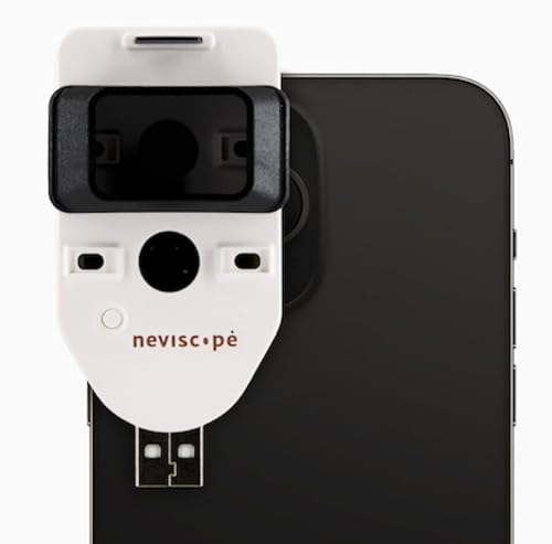 Neviscope Black Phone Dermatoscope Microscope with Polarized Lens/LED Light, 100x Camera Attachment with Universal Clip for Most iPhone/Android Phones Free App