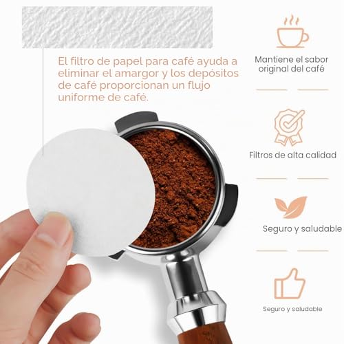 HOTUT Papel de filtro de café 64 mm, 400 peças filtros de café de substituição redondos, naturais sem branquear, filtro descartável para expresso, papéis de filtro de café