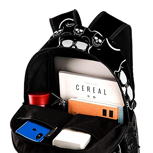 Mochila para portátil resistente con estampado de calavera para hombre y mujer 4