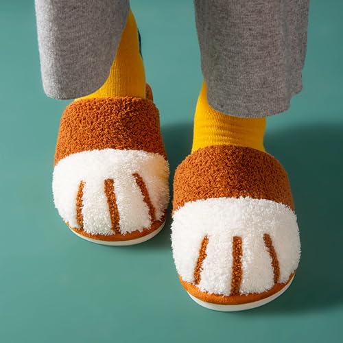 LilRoot Cat Paw Design Slippers Winter Fuzzy Cute Kitten Paw Design Soft Comfortable Fluffy Non-Slip Slippers for Women Men Couple Lounging Home2