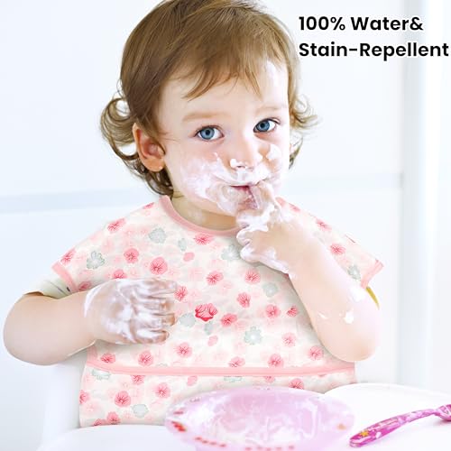 TSD Baby Bibs Waterproof Feeding Bibs 5pack Adjustable Mealtime Poctet Bib for Newborn Toddler Infant Easy Clean Durable Baby Essentials Shower Gift2