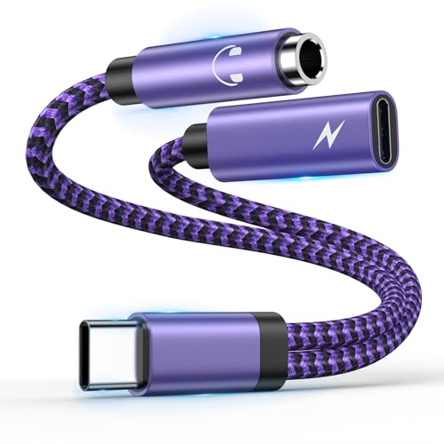 Type C to 3.5mm Headphone and Android Charger Adapter, 2-in-1 USB C to Aux Audio Jack Fast Charging Dongle Cable for Google Pixel 9a 9 Pro 8a 8 pro 7a, Samsung S25 Ultra S24 FE S23 A56 A35 A54 S22 S21