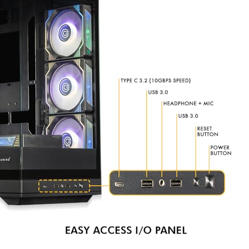 Image of Circle Thrillux Mid-Tower Gaming Cabinet - Black | Supports ATX, M-ATX, ITX | Reverse Connector Motherboard Compatible | 3X Side, 3X Bottom, 1X Rear 120MM ARGB Fans with Infinity Mirror