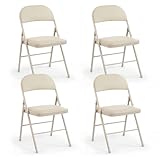 DUMOS 4 Pack Leather Padded Folding Chair, Indoor Outdoor Portable Stackable Commercial...