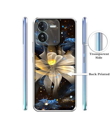 Image of Art Flower Design Printed Silicon Soft TPU Back Case Cover for iQOO Z9 5G, Black