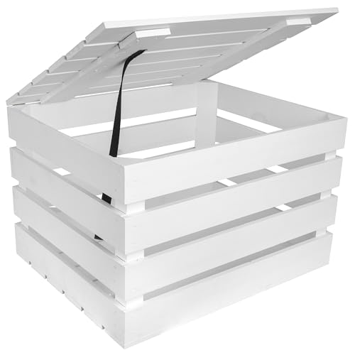 Creative Deco Große Holzkiste mit Deckel Weiß | 50x40x30 cm | Deko Holztruhe mit Deckel | Klein Geschenke Truhe Holzbox Kiste | Perfekt als Geschenkbox Weinkiste Spielzeugkiste Aufbewahrungsbox Creative Deco Große Holzkiste mit Deckel Weiß | 50x40x30 cm | Deko Holztruhe mit Deckel | Klein Geschenke Truhe Holzbox Kiste | Perfekt als Geschenkbox Weinkiste Spielzeugkiste Aufbewahrungsbox