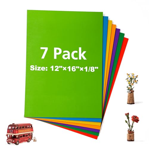 Wowood 7 Pack Colored Plywood Sheets, 12 x 16 x 1/8 Inch, Rolling Paint Process with Bright Colors, 3mm Plywood for Laser Cutting, Wood Burning and DIY Wood Crafts - 7 Colors