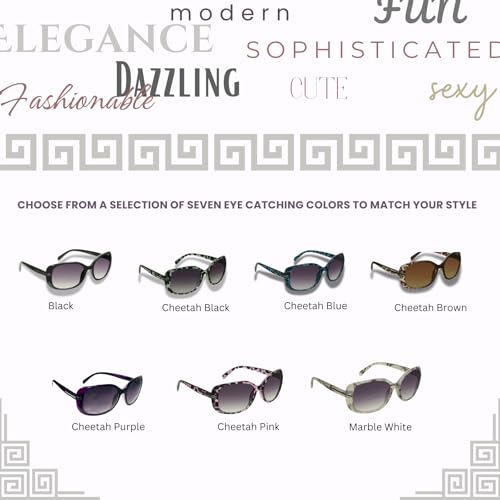 Image of proSPORT Womens Bifocal Reading Sunglasses Rectangular Fit Oversize Gradient Lens +100 to +250 Higher Cheetah Marble Colors