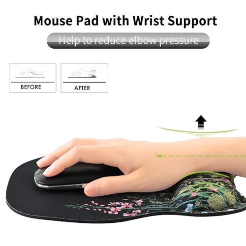 EooCoo Ergonomic Mouse Pad with Wrist Support, Mousepad with Memory Foam Wrist Rest and Non-Slip Base for Computer, Cafe, Home & Office, 9.64 x 8.26 in Office Desk Accessories - Thumbnail 4