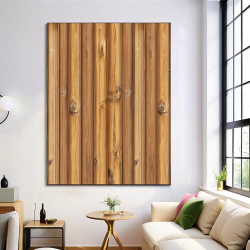 Lienzos decorativos de 80x120cm en color marrón con diseño de cerca rústica para dormitorio