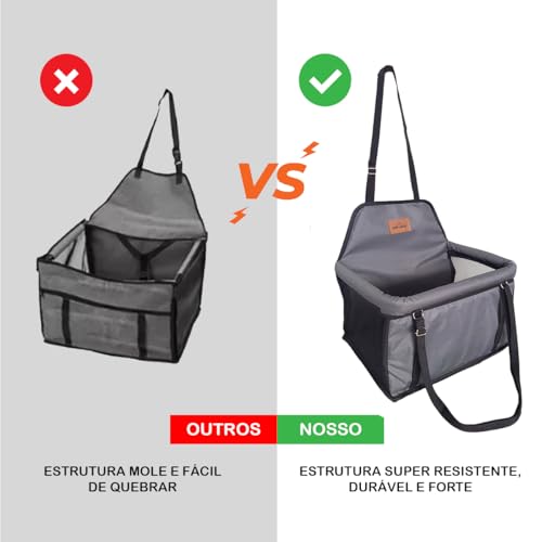 Cadeira Assento Para 2 Cachorros Juntos Porte Pequeno Gato Viagem Carro (Cinza, Pequeno)