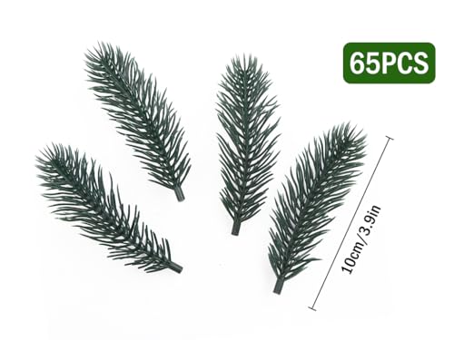 Anlising 65PCS Künstliche Tannenzweige,10CM Kunststoff Kiefernblätter,Gefälschte Kiefernnadel,Künstliche Kiefernzweige,Kiefernnadeln Künstliche,Tannenzweige Künstlich,für Girlande,Heimgartendekoration