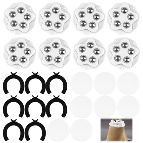 8 Piezas Pequeño Ruedas Adhesivas Giratorias 360° con 5 Bolas de Acero y Frenos, Pegatina Autoadhesivas Soporte 40kg Adecuado para Freidora Licuadora, Cafeteras, Batidoras, Cubos de Basura (Blanco)