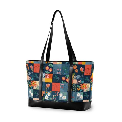 Floral Stitching Plaid professional women laptop tote bag with zipper bag for women work for university with tablet bolsas para computadoras de mujer