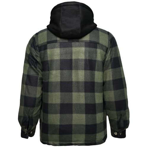 Image of Yasumond Mens Hoodies Fleece Jacket Plaid Flannel Heavy Sherpa Lined Hooded Zip Up Warm Winter Coats Big Tall