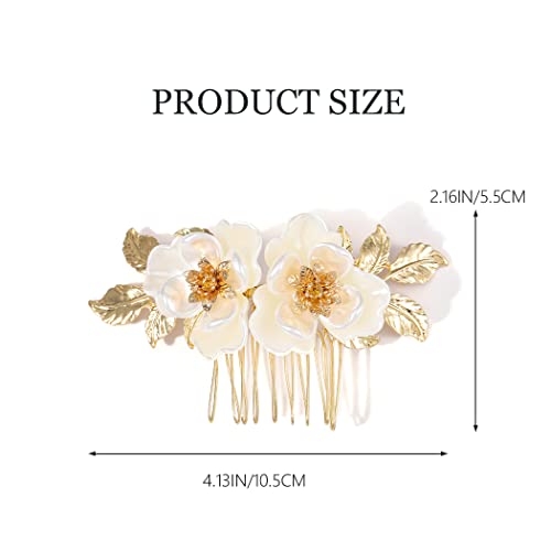 Yean Bride Flower Bridal Hair Comb Gold Leaf Wedding Hair Piece Floral Hair Accessories For Women And Girls (Gold) #TOP3