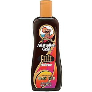 Acelerador de bronceado con loción de semillas de cáñamo de oro australiano, 250 ml.