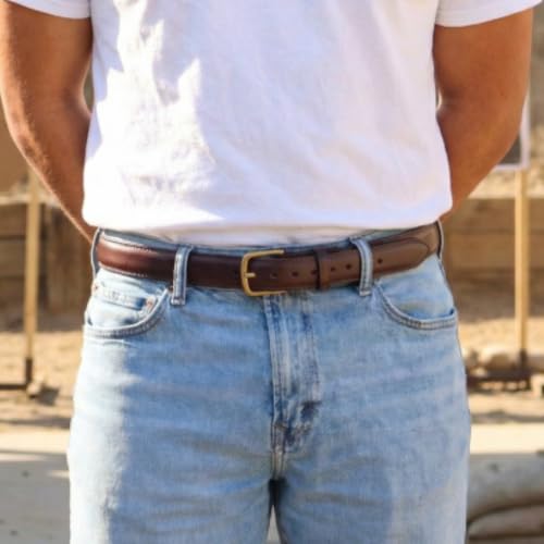 Image of Italian Full Grain Leather Steel Core Dress Belt - Holster CCW Everyday Carry Belt, 1.25 inch Wide