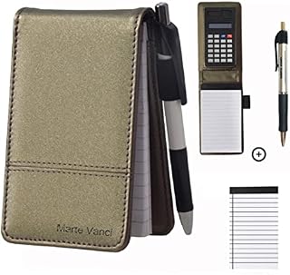 Mini Pocket Notebook, Marte Vanci A7 40 Sheets Quick Notes with Calculator and Pen for Business Trader Shopping Portable Notepads Memo Pad Replaceable Ruled Paper