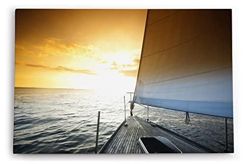 Paul Sinus Wandbild 60x40cm Dekorative Kunst Segelschiff Segelboot Meer Horizont Sonnenuntergang Segel