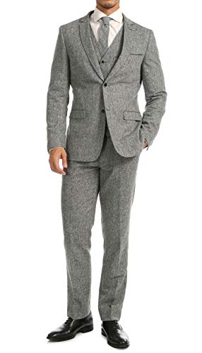 Ferrecci 42S Bradford Grey Tweed Slim 3pc Suit