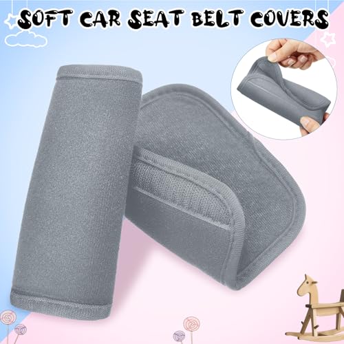 Image of Riakrum 6 Pieces Car Seat Strap Pads Covers for Baby Kids, Carseat Strap Covers Shoulder Pads, Soft Seat Belt Cover for Infant Stroller Safety Belt Cushion for Boy and Girl, 2.4 x 5.7 Inches(Gray)