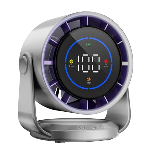 IOIUSKKU Ventilador portátil silencioso con refrigeración eficiente, batería recargable de 4000 mAh, mini ventilador portátil recargable, gris
