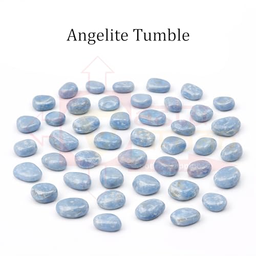 Image of Crystal Angelite Tumble Stone | 50gm Tumbled Gemstones | Reiki Healing Stones | Home Decor Pebbles | Aquarium Gravel | Garden & Table Decor