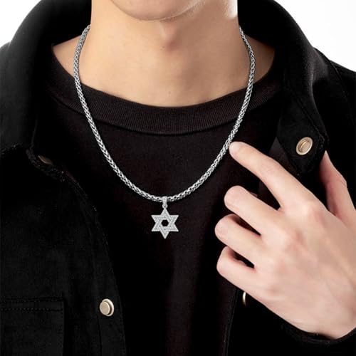 Lattd Star of David Necklace 925 Sterling Silver 5A Cubic Zirconia Iced Out Jewish Star Pendant Necklace Jewelry for Men Women, w/Stainless Steel Chain 22+2 Inch by Lattd - Image 3