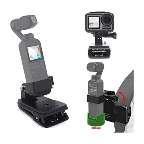 micros2u Solid-Grip Osmo Pocket 1 / 2 / Osmo Action, Compatible Backpack Strap Clip Mount. Rotating 360 Degrees Pivot Clamp For Hat, Bag, Rucksack & Hiking Applications! Cover