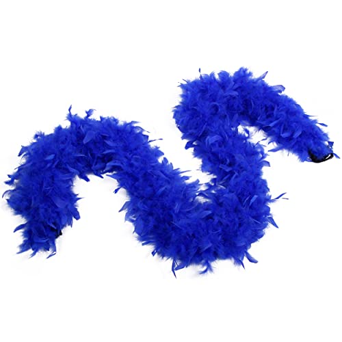 Flydreamfeathers 60 Gram, 2 yards Long Chandelle Feather Boa Great for Party, Wedding, Halloween Costume, Christmas Tree, Decoration(royal blue color_