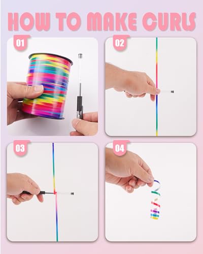 Image of PartyWoo Rainbow Ribbon, 500 Yard Curling Ribbon for Crafts, Iridescent Color Wrapping & Gift exchanging, Crimped String, Holographic Balloon Tassel, Florist Flower Roll