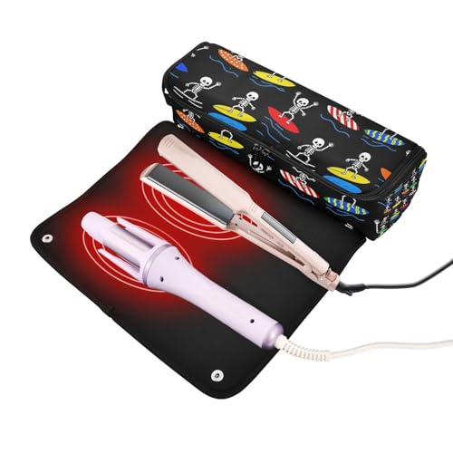 Bolso para herramientas de cabello con tapete para plancha resistente al agua, estuche de viaje para rizador y plancha miniatura 2