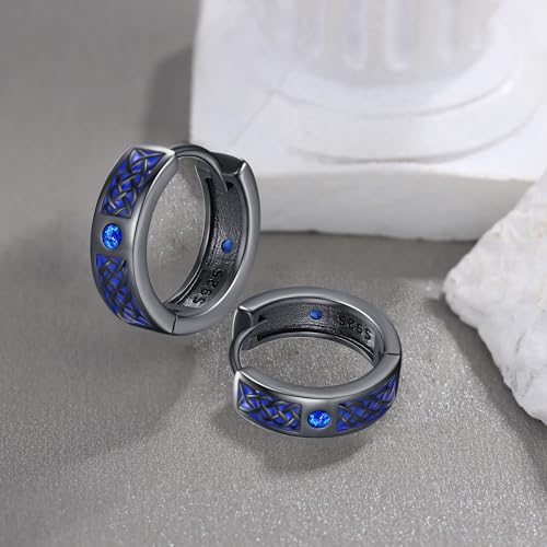Odinstone Men Earrings, 925 Sterling Silver Celtic Earrings thumb #5