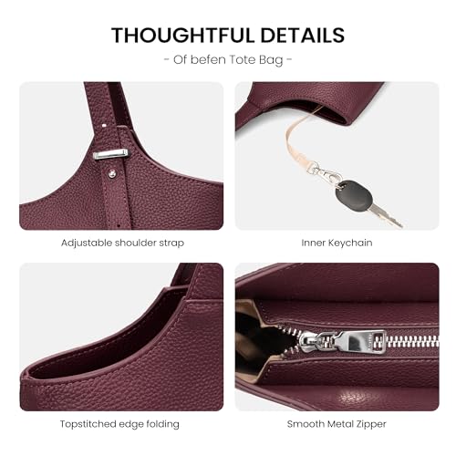 Image of befen Genuine Leather Tote Bags for Women, Real Leather Shoulder Handbags Satchel Purses with Adjustable Strap