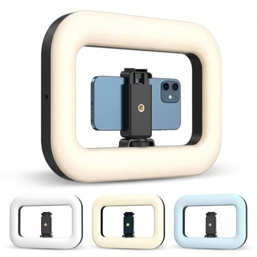 Ring Light for Phone – Portable LED Ring Light with Adjustable Brightness – Ergonomic Phone Ring Light for Video, Photo, Makeup & Streaming – Rechargeable Content Creator Light for On-The-Go Filming