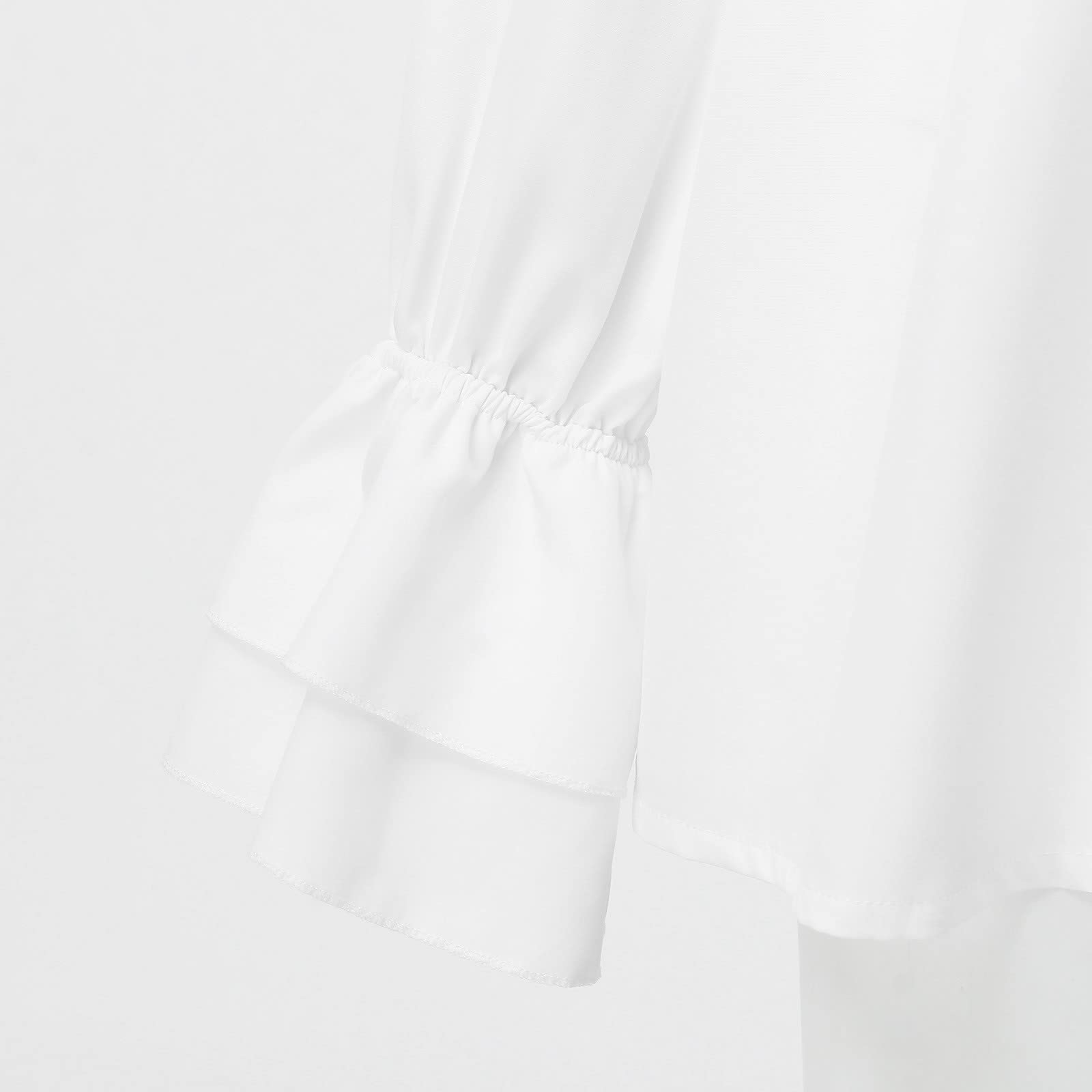 Generisch Camicetta da donna con maniche ad aletta, in pizzo, tinta unita, casual, elegante, a maniche lunghe, stile gotico, con volant