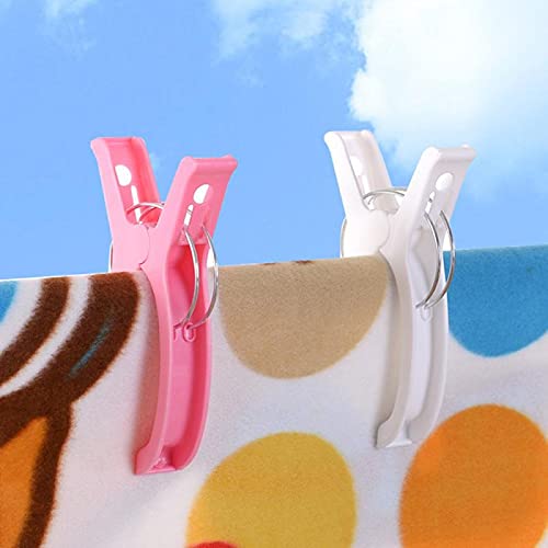Nadinsta 12 Pezzi Mollette Grandi Per Telo Mare, 2 Colori Mollettoni Da Bucato Antivento Per Telo da Spiaggia, Clips di Vestiti Antivento Per Asciugamani Da Spiaggia, Coperta, Lenzuola, Vestiti