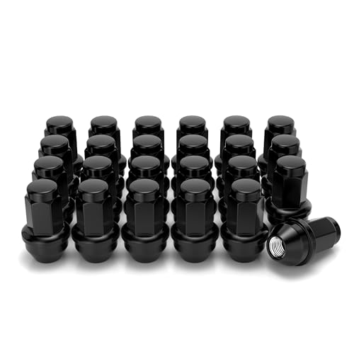 Image of White Knight M14x2.0 Factory Style Lug Nuts for Ford F-150 (2001-2014) and Expedition (2004-2014), Black Chrome Extra Bulge Acorn - WN28850BK-24AM (24 Pack)
