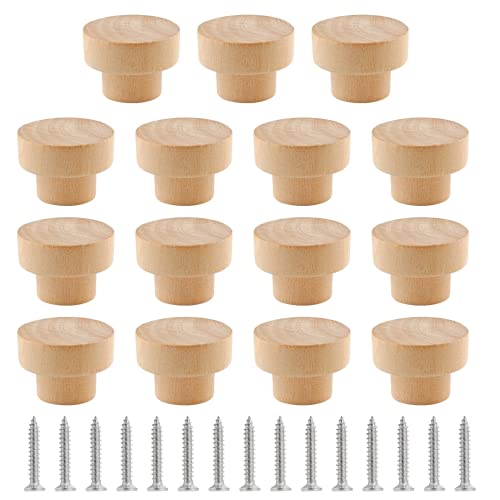 Unlorspy 15Pcs Round Unfinished Wooden Knobs, 35Mm Diameter Round Unfinished Wood Cabinet Knobs Pull Handles With Screws For Dresser Drawers Crafts Door Cabinet Cupboard #TOP4