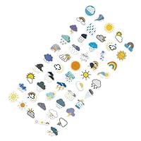BESPORTBLE 50pcs Weather Symbols Stickers DIY Decals for Luggage Suitcase Bike Water Bottles Laptop Cartoon Weather Icons with Strong Adhesion for Custom Decoration and Easy Application