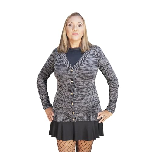 Casaco Casaquinho Feminino Tricô Cardigan com Botões Moda Inverno (Único, Preto)