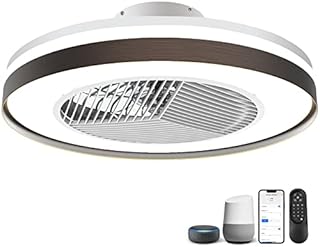 Ceiling Fan with Lights,Dimmable Fan Lighting with Remote Control, 20'' Enclosed Bladeless Fan, Semi Flush Mount,2.4GHz Wi-Fi Bluetooth & App Controlled Works with Alexa and Google Assistant(ORB)