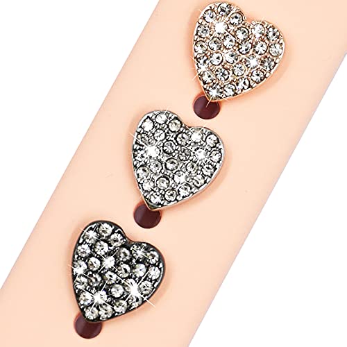 Idealiveny Watch-Band-Decorative-Charms Compatible with Iwatch Series 6 5 4 3 2 1 Metal Decorative Rings Loops for SmartWatch Band 38mm 40mm 42mm 44mm Silicone Watch Band-Accessories-Charms (Bling Love Set)