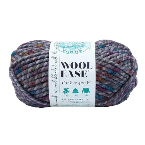 Image of (1 Skein) Lion Brand Yarn Wool-Ease Thick & Quick Bulky Yarn, Abalone | Super Bulky Wool Acrylic Blend Fiber for Soft Hats, Sweaters, Chunky Blankets, Yarn for Crochet, Knitting, Crafts, Weaving