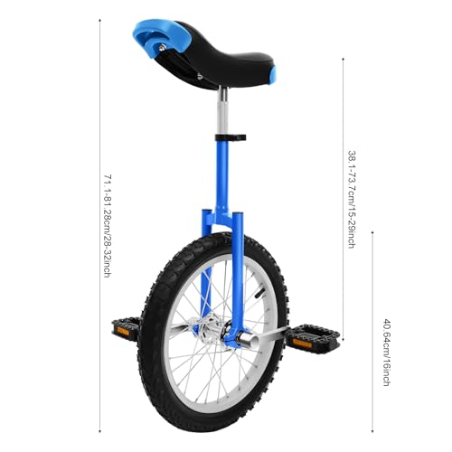 YSHUSTGY Outdoor Wheel Unicycle, 16inch One Wheel Bike Adjustable Seat Exercise Bicycle for 7-60 Years Old, Outdoor Sports Fitness Exercise Unicycle,Balance Training, Talent Performance, Etc