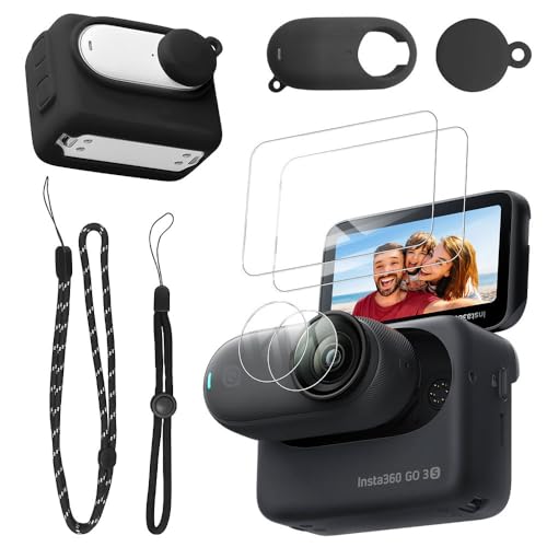 For Insta360 GO 3S P[X+tB (2) + YیtB (2) [HVUYAL]VRP[X ɂ _炩ȃVJQ̃X|[cN[ȃfUC Ռ z X \tg P[XJo[ h~ی(ubN